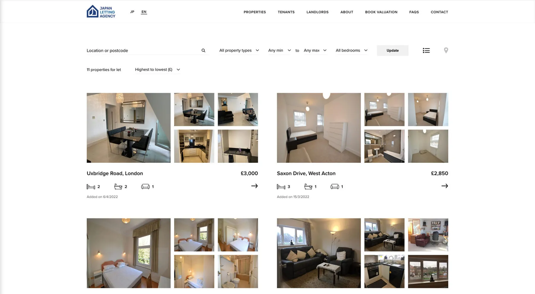 Estate agent website design