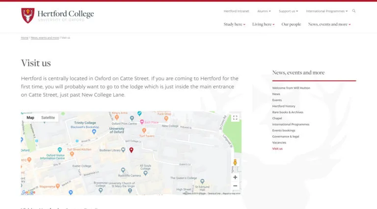 Hertford College screenshot